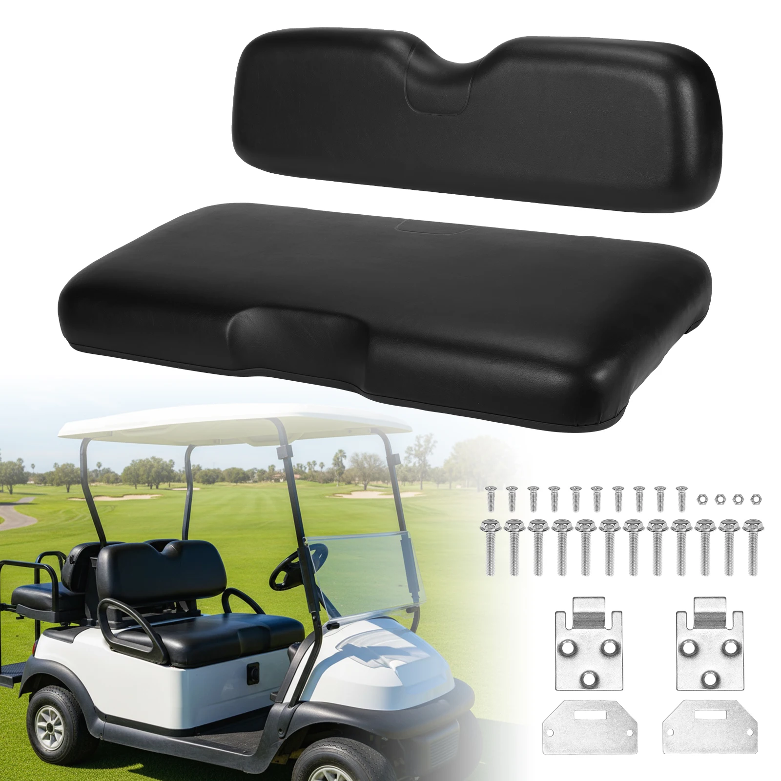 

Front Seat Back and Bottom Cushion Set Golf Cart Front Seat Bottom & Backrest Assembly Compatible for EZGO RXV 2008-up Models