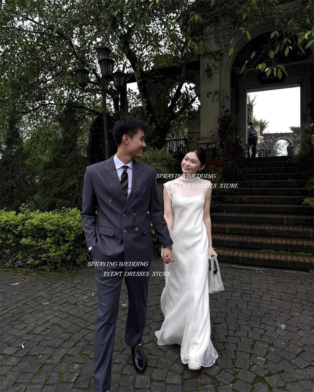 SPRAYING High Neck Sleeveless Wedding Dress Elegant Ivory Organza Bridal Gowns Floor Length Engagement Party Customized 2025