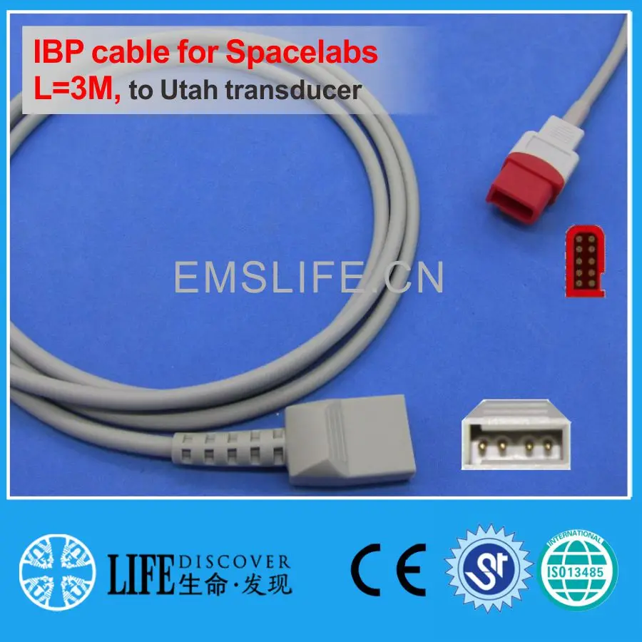 IBP adapter cable for Utah Abbott BD B.brauu Edward to connect with Spacelabs disposable pressure transducer