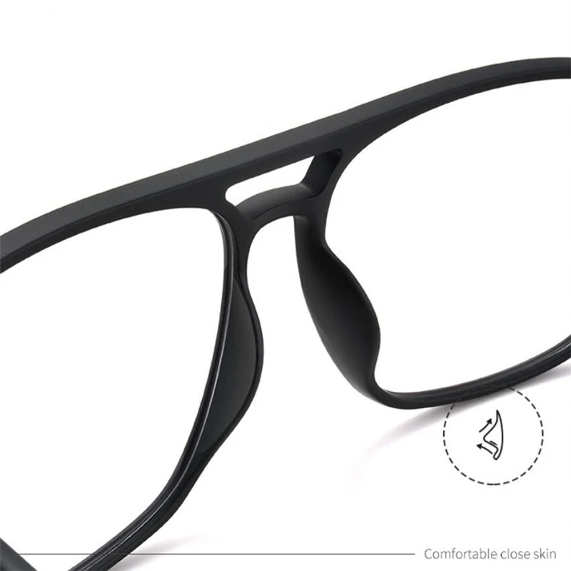 Square Finished Myopia Glasses Anti-blue light Big Frame Double Beam Myopes Lunettes Diopter 0 -0.5 -0.75 -1.0 -2.0 -2.5 T -6.0