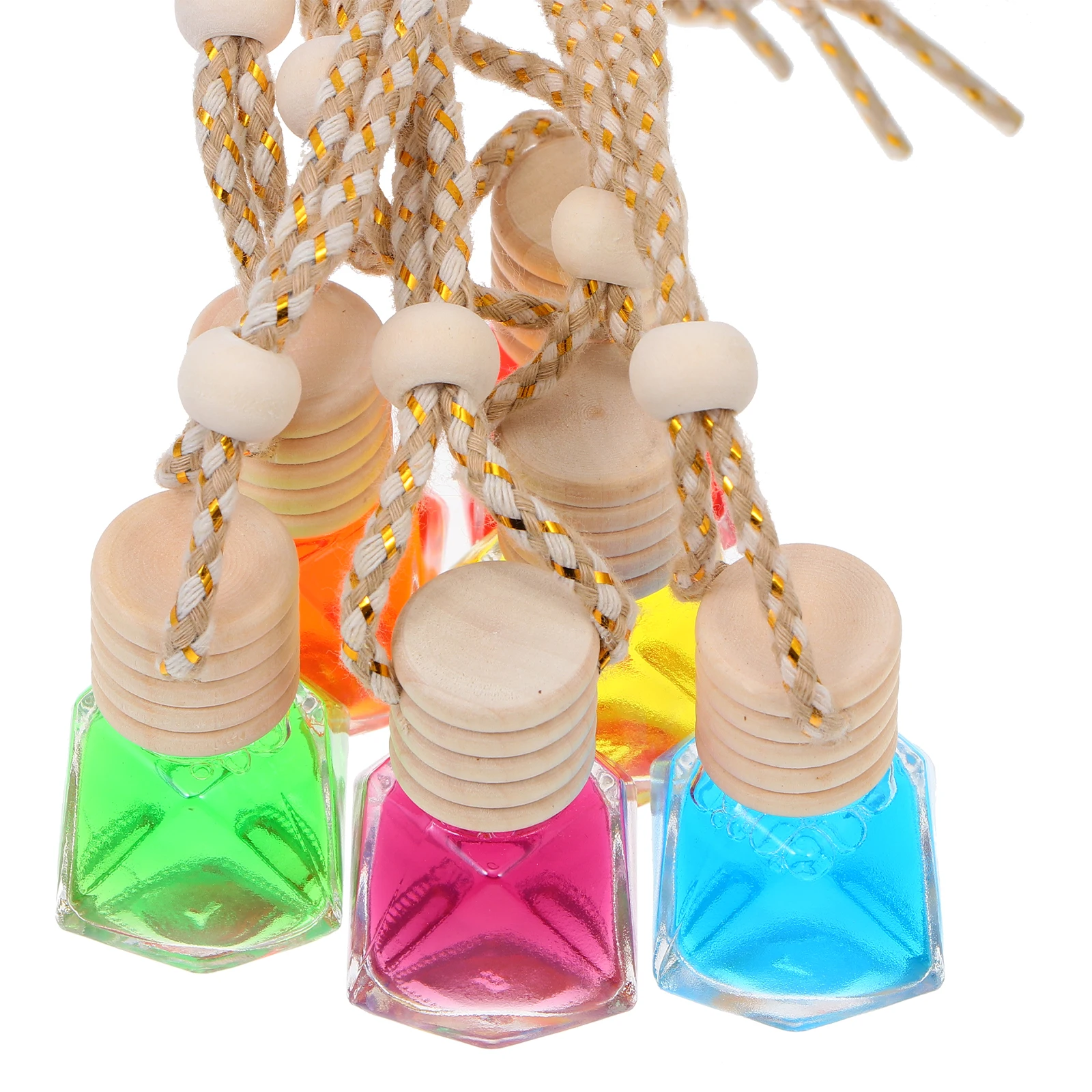 

6 Pcs Perfume Bottle Pendant Essential Oil Diffuser Car Freshener Hanging nament Aromatherapy Decor Glass String Included