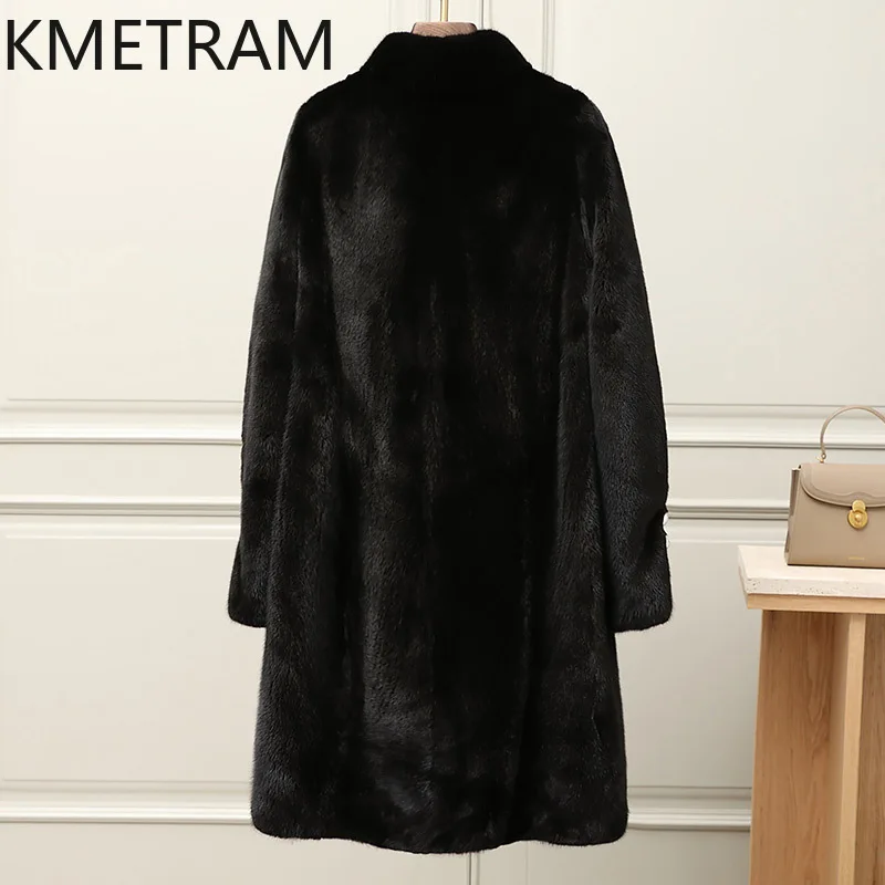 100% veste de fourrure de vison entière femme de luxe noir mi-longue véritable manteau de fourrure de haute qualité vêtements d'hiver pour les femmes vestes en fourrure 2025