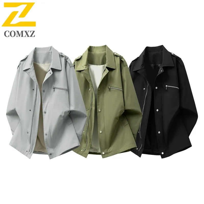 COMXZ Men's Large Size Mid - Length Loose Fit Trendy Outdoor Mountain style Waterproof Windproof Jacket lightweight windbreaker