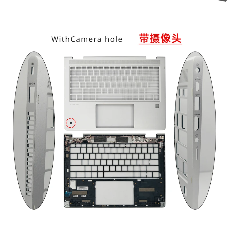 Imagem -05 - Yuebeisheng-lcd Tampa Traseira para hp Probook Moldura Palmrest Superior Caixa Inferior Prata Novo Original X360 430 435 g7