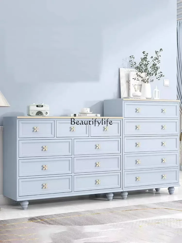 

yj5 light luxury chest of drawers modern simple cream white nine bucket European locker