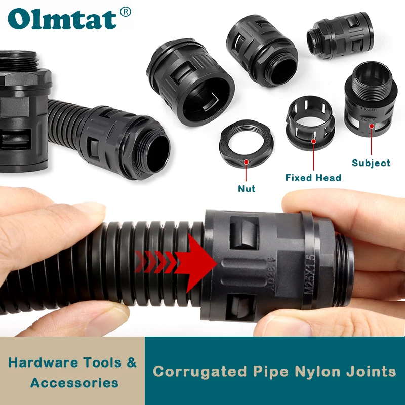 

Corrugated Tube Connector Joint AD10-AD34.5 M12-M32 Auto Line Corrugated Cable Insulated Harness Motor Wire Accessories 1~10Pcs