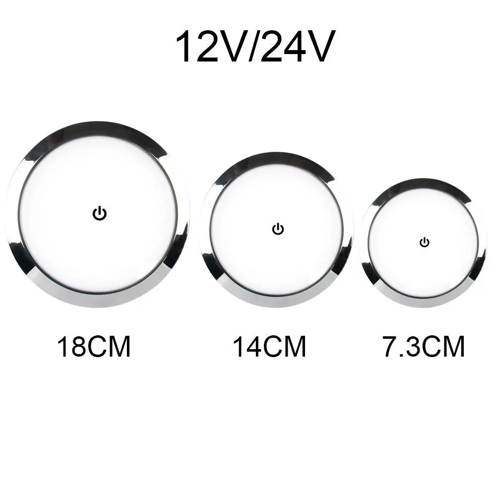 Lámpara LED táctil ultrafina, luz de techo redonda de 12V/24V, luz de lectura para caravana, barco, Camping y coche, accesorio de luz
