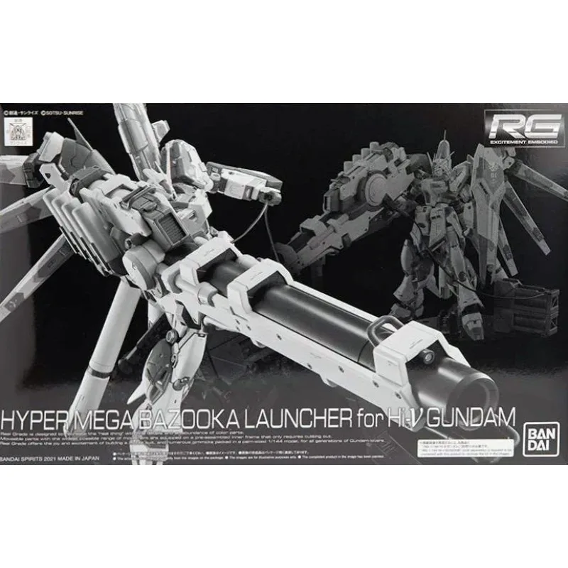 In Stock Bandai Gundam Model Kit Anime Figure RG 1/144 HYPER MEGA BAZOOKA LAUNCHER FOR HI-V GUNADM Action Figures Toys Kid Gifts