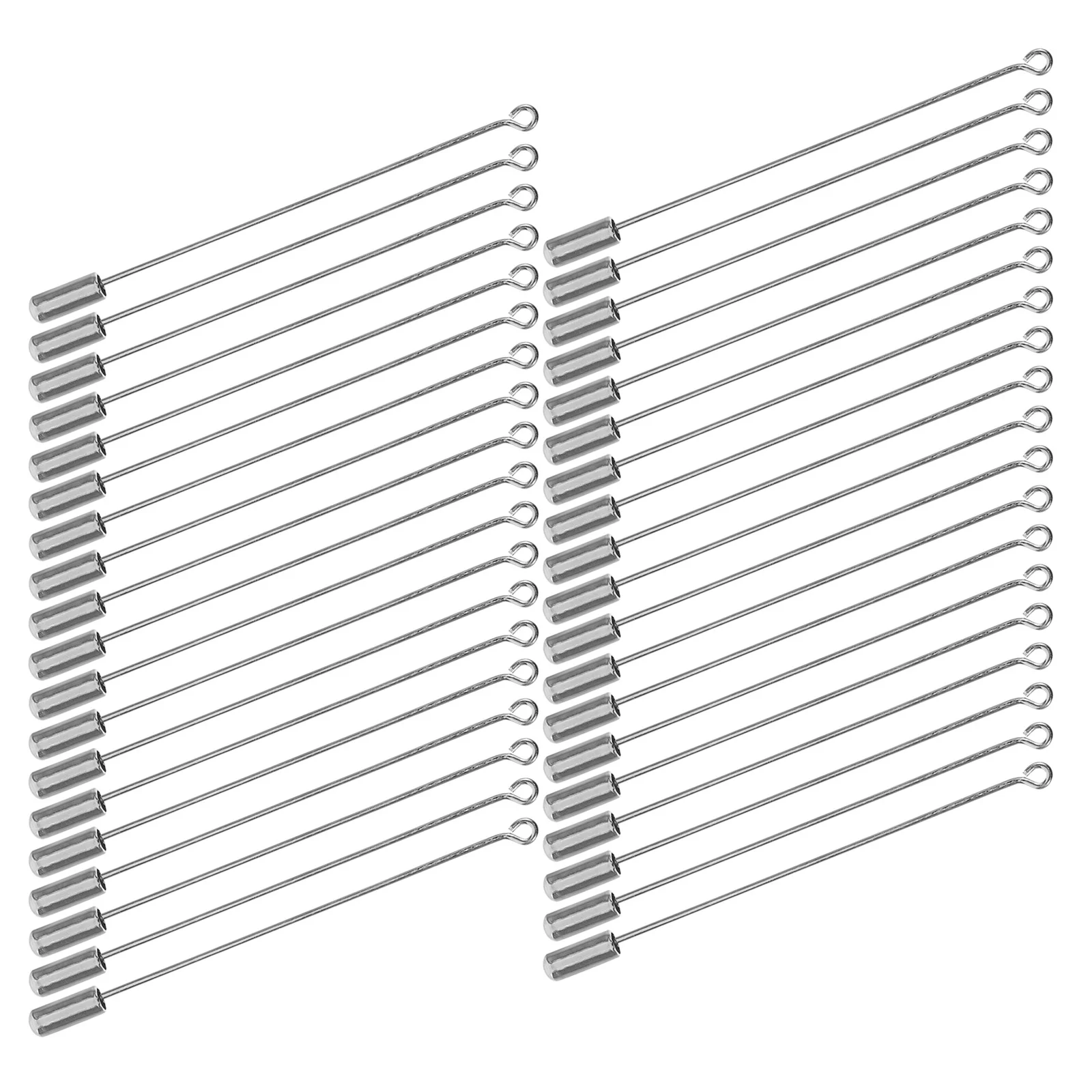 

50Pcs Silver Stainless Steel Long Brooch Pins Metal Stick Safety Pins with Stopper End for Suits Scarves Hats Clothing Fixing