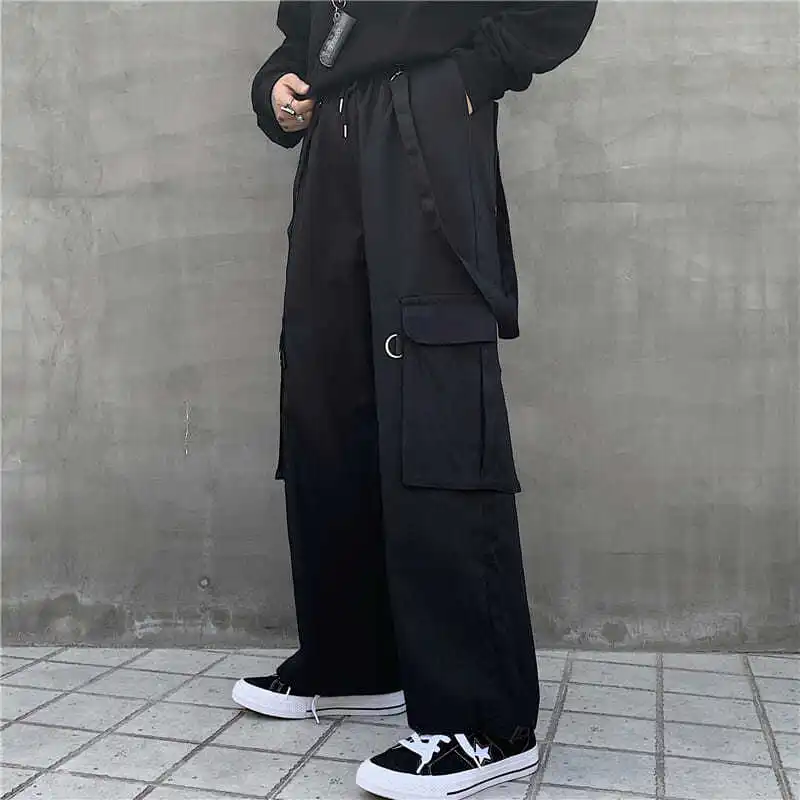 

Solid Color Casual Pants Men's Overalls Safari Style Straight Elastic Waist Ankle Length Jogger Pants Cargo Pants