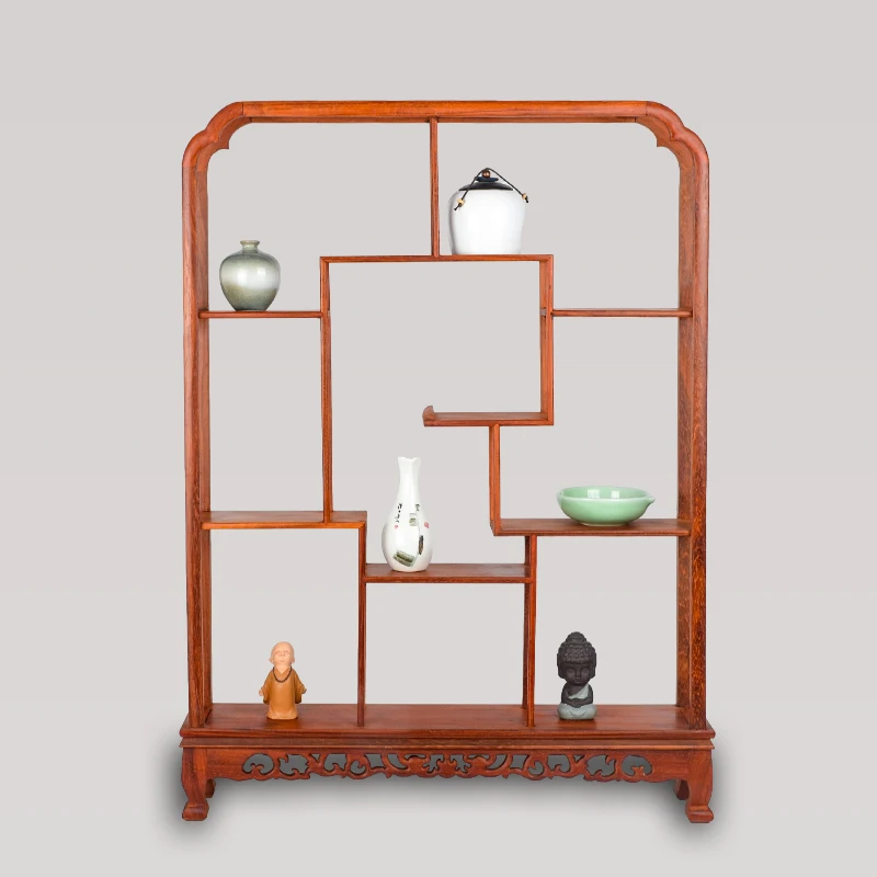Chinese Wenge Wood Tea Set Organizer Solid Wood MultiTier Cabinet Oriental Treasure Shelf for Zen Tabletop Decor Tea Display - Image 2