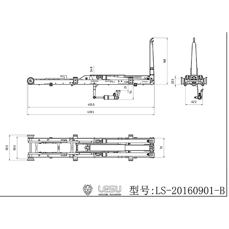 1/14 Lesu metalowy mechanizm podnoszący drążek hydrauliczny 8*8 wywrotka zdalnie sterowana ciężarówka Tamiyaya Th01999-Smt2