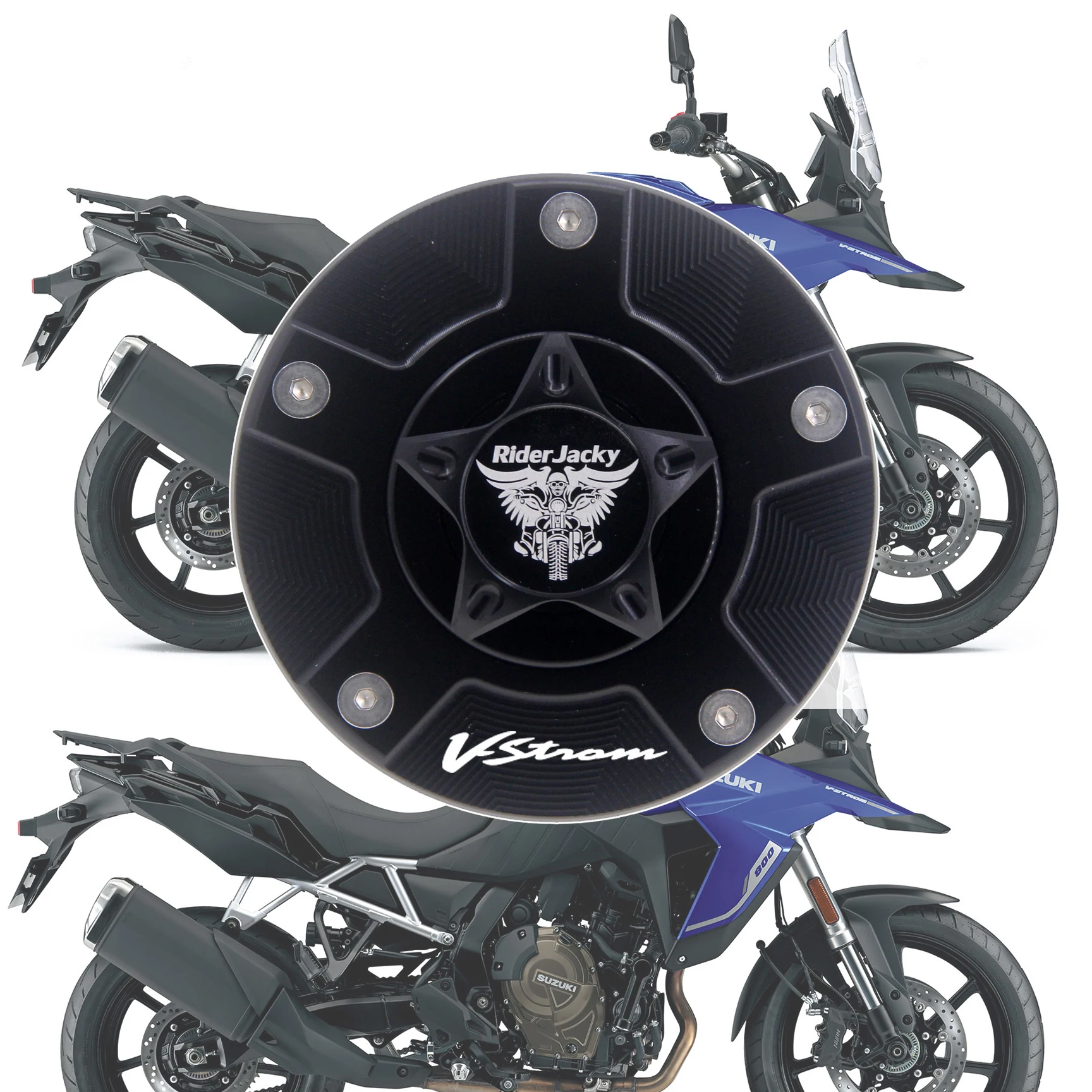 

RiderJacky® For Suzuki Vstrom 800 2023 2024 DL800 DE Adventure Motorcycle Keyless Fuel Gas Tank Cap Cover