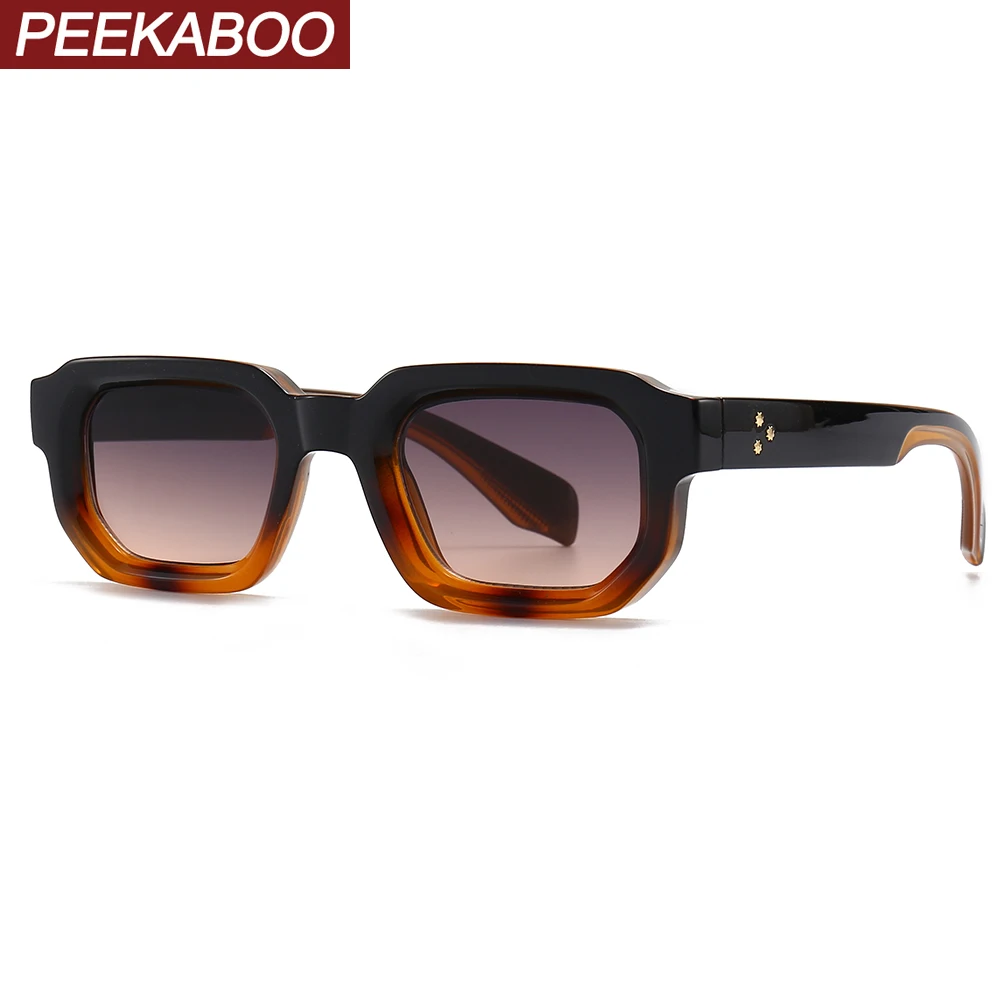 Peekaboo occhiali da sole da donna uv400 occhiali da sole quadrati da donna con montatura piccola per uomo stile retrò uv400 leopard brown 2024