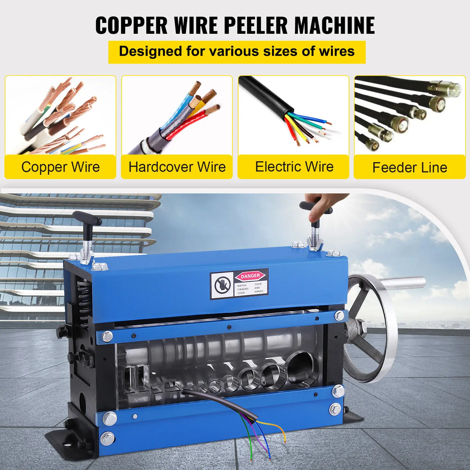 Manual Wire Cable Stripper Copper Stripping Machine 1-40 mm Copper Wire Recycler