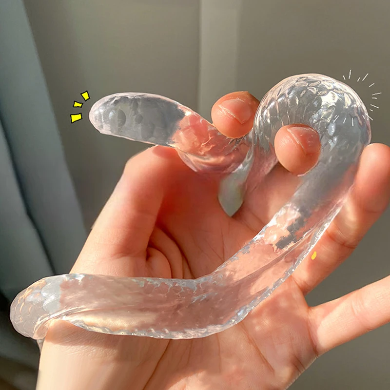 Cute Squeeze Transparent Snake Decompression Toy Simulation Curved Snake Squeezing Pinching Soft Relief Pressure Gift Toy