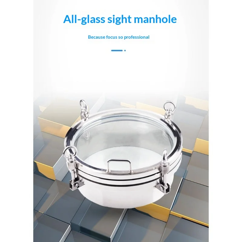 304 Stainless Steel Pressure Manhole Cover Large Glass Sanitary Sight Glass Flange Hand Hole Welding Thickened