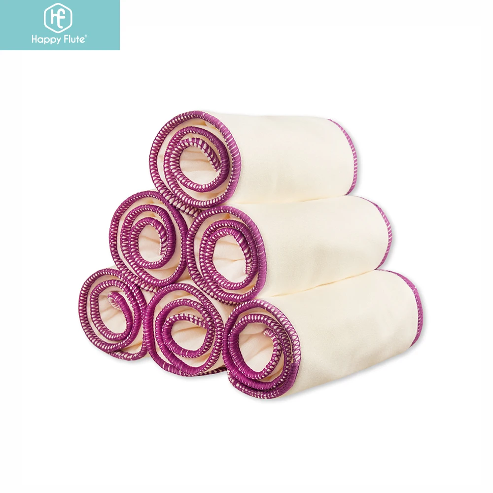 HappyFlute One Piece 40*15CM 4Layers Bamboo Cotton Insert With Purpule Edge Absorption&Soft Use Together With Diaper Cover