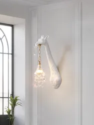 Modern Giraffe Head Led crystal Wall Lamp for Bedroom Bedside Hotel Restaurant Resin Wall sconce Living Room Decor Wall Light