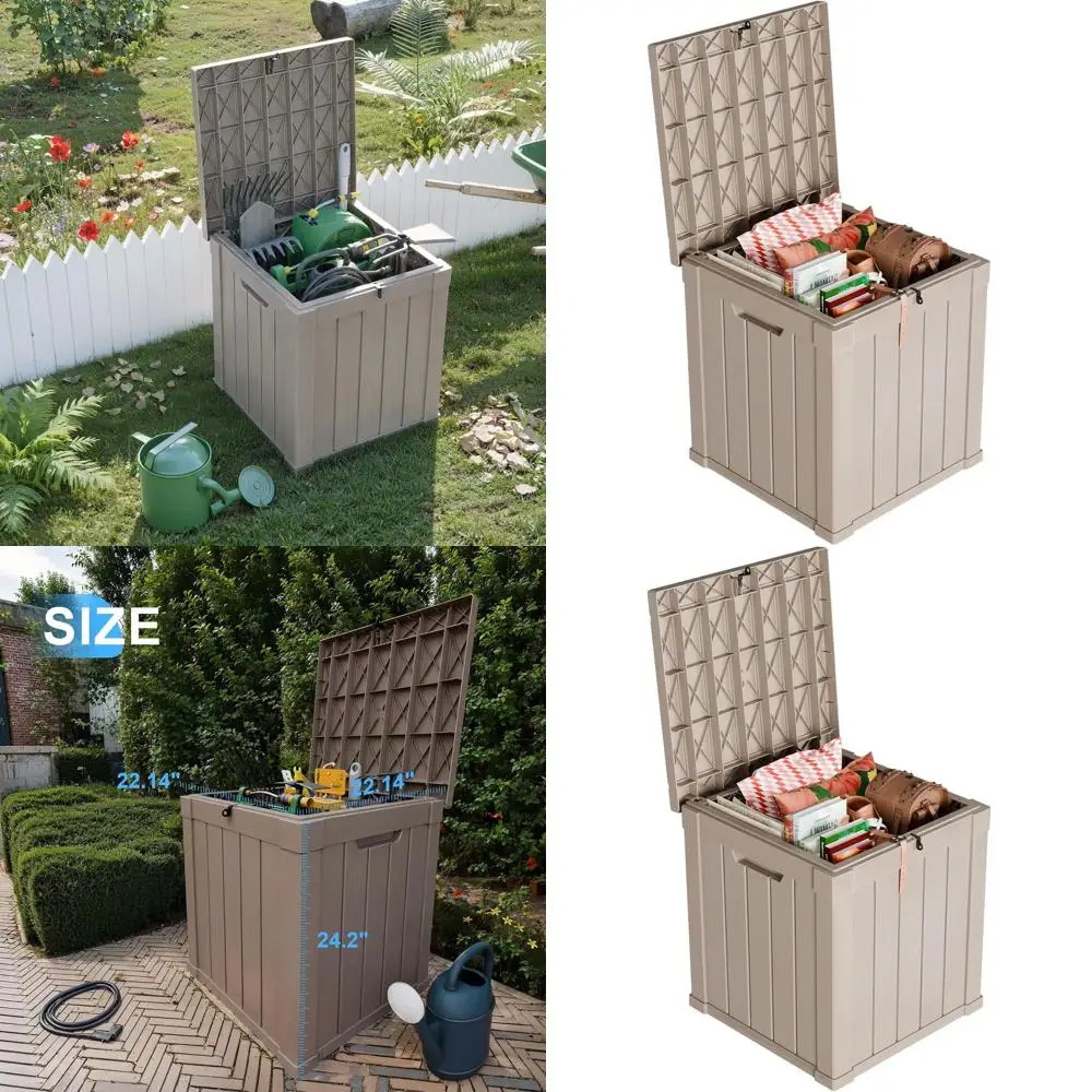 

Ящик для хранения из полимерной смолы на 50 галлонов, запираемый уличный контейнер для хранения подушек для патио, мебели, садовых инструментов, принадлежностей для бассейна, устойчивый к погодным условиям