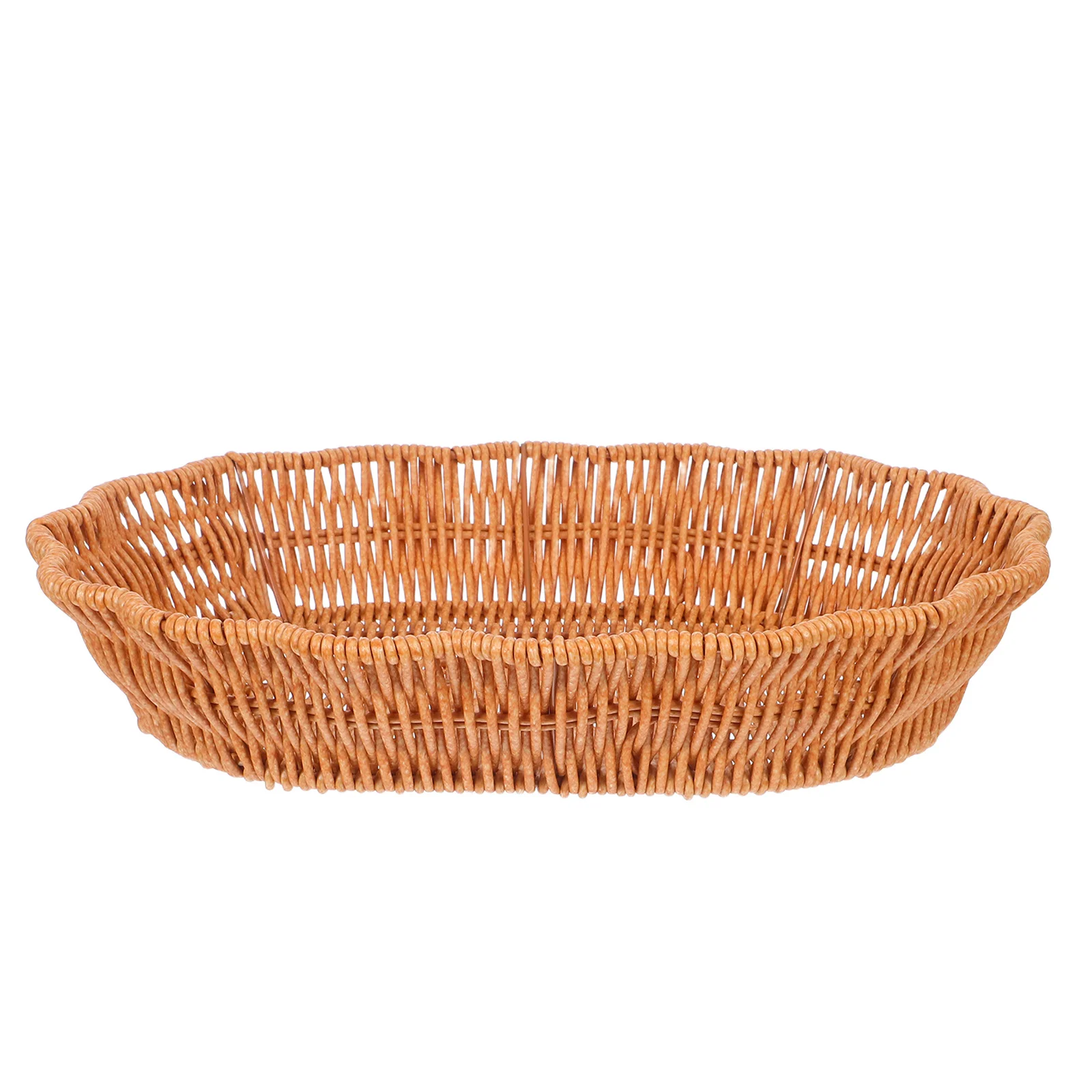 

Imitation Rattan Woven Fruit Basket Oval Snack Storage Tray for Kitchen Countertop Home Decor Coffee Table Organizer Serving