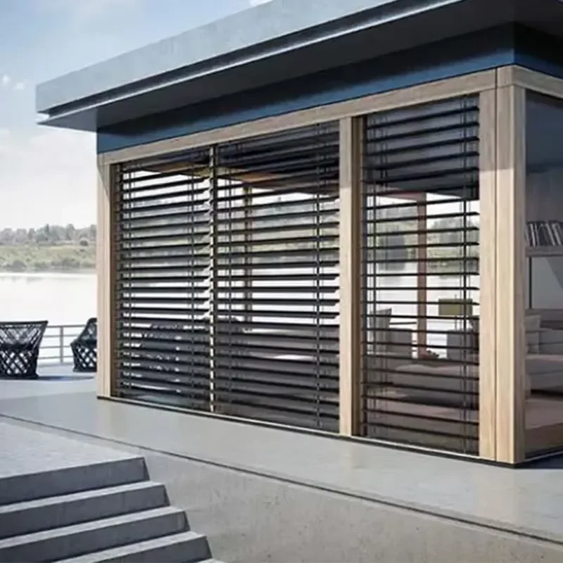 Customized Z 90 Shaped Outdoor Electric Shatter Motorized Roller for Outside Water Proof External Awning Venetian Blinds