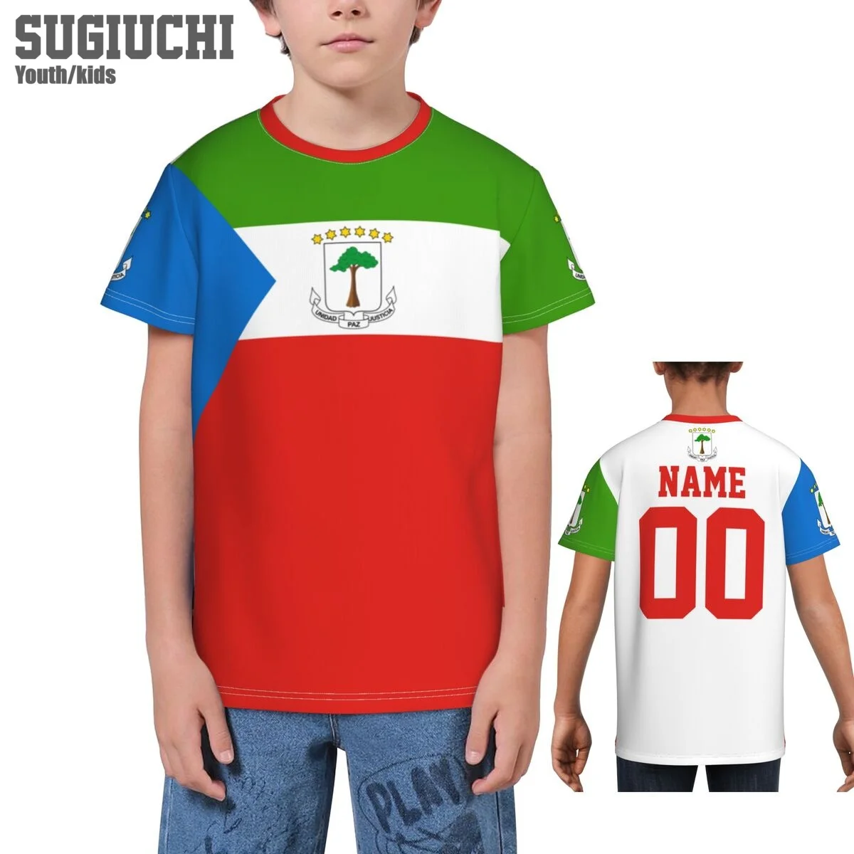 Custom Name Number Equatorial Guinea Flag Emblem 3D T-shirts For Kids Youth Boy/Girl Tees jersey Soccer Football Fans T shirt