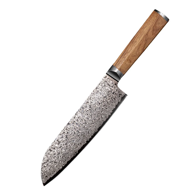 

7 Inch Santoku Knife 67-layer Damascus VG-10 Steel Blade Sharp Chef Cleaver Slicing Japanese Kitchen Knife Hexagonal Wood Handle