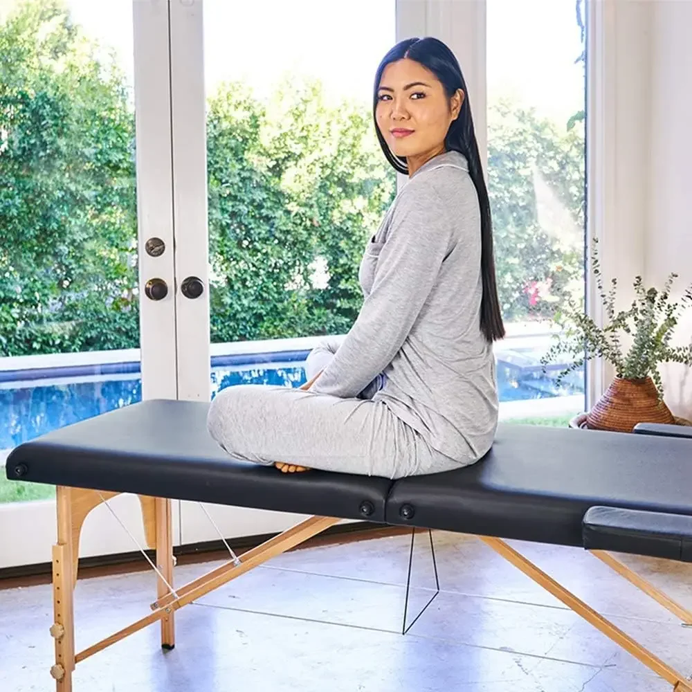 Table de massage portable avec étui de transport, lit de spa, berceau pour salon, hauteur réglable, 84 ans de long, 2 pliantes