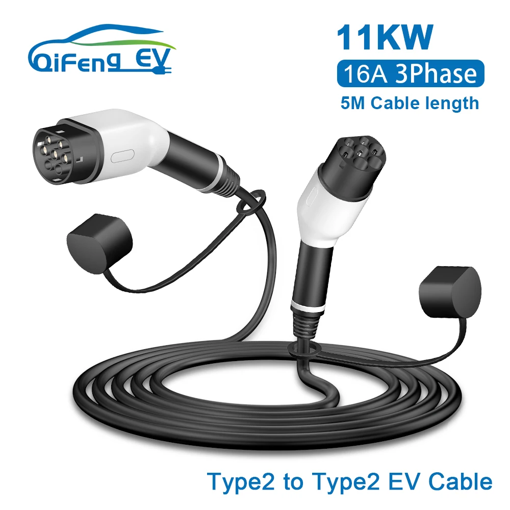 

QiFeng Type 2 EV Charging Cable 11kW 16A 3-Phase 5m Length Electric Vehicle Charging Cord Extra Long Cable for Automobiles