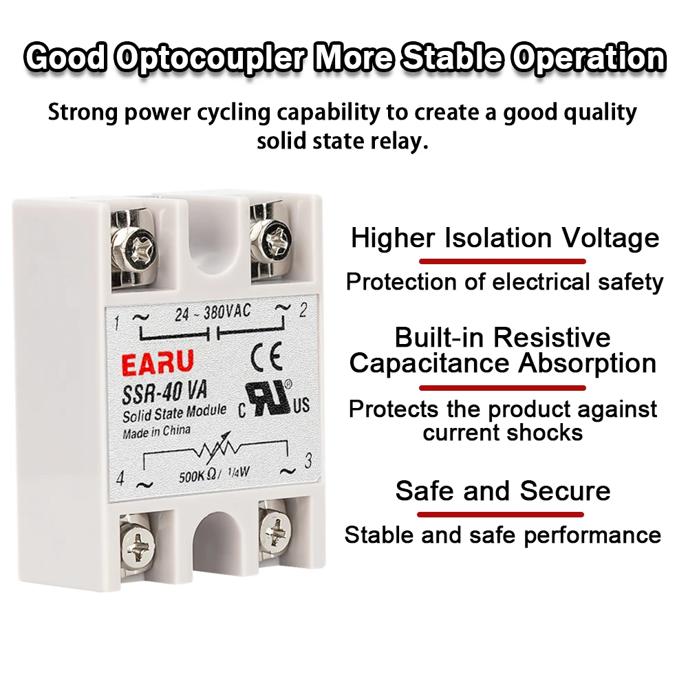 Przekaźnik półprzewodnikowy SSR-10VA SSR-25VA SSR-40VA Regulator napięcia AC24-380V Potencjometr wyjściowy do regulatora temperatury PID — zdjęcie 5