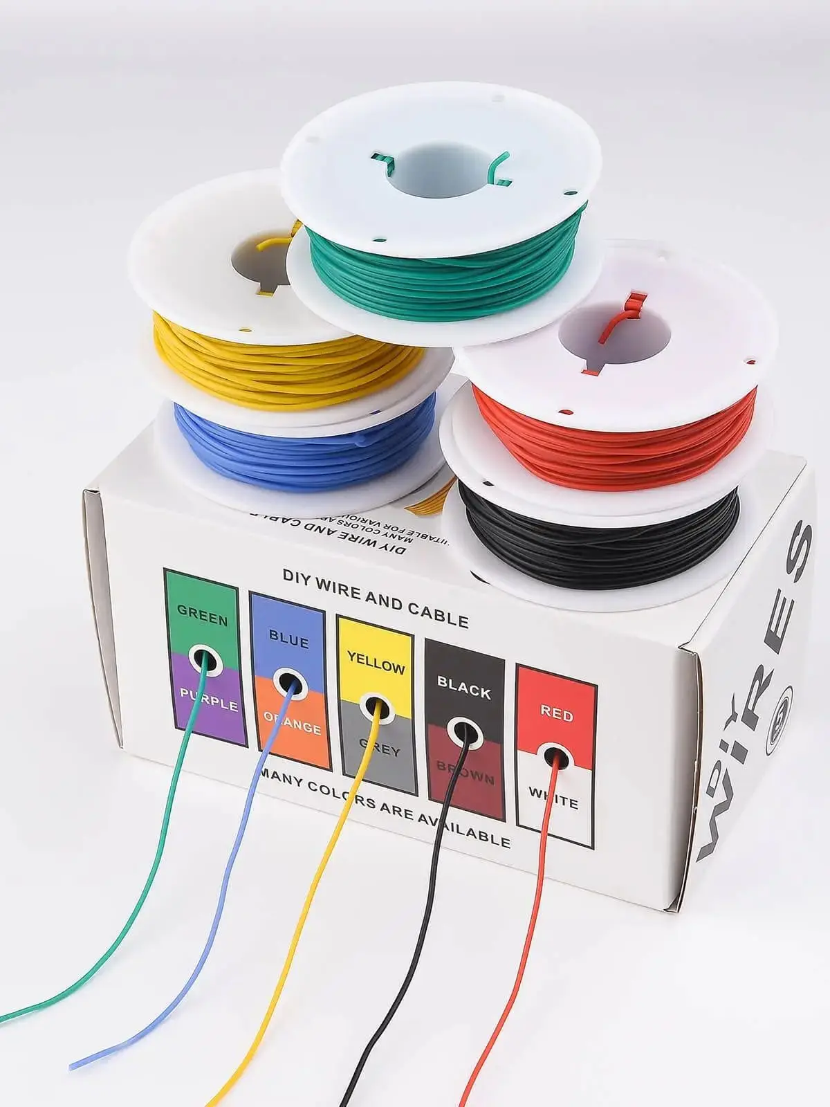 30AWG Wire Flex Silicone 30 Gauge Stranded Tinned Copper Wire, OD: 0.8mm, 5 Colors 32.8ft/10m, Electrical Connection Wire Kit