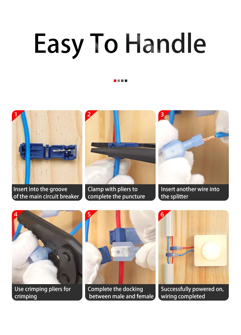10/30Sets T-Tap Draht Anschlüsse Selbst-Peeling Schnell Splice Draht Terminal Isolierung Männlich Schnell Trennen Spaten terminal Combo K – Detail 5
