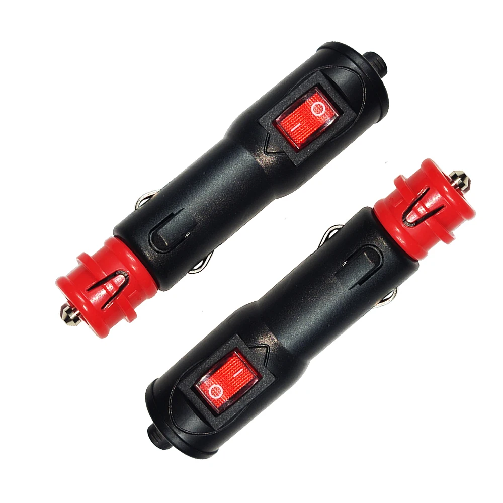 2pcs DIY Car Cigarette Lighter Male Socket Adapter With Switch 8A Fuse Standard Power Plug fit for BMW Motorcycles Hella DIN