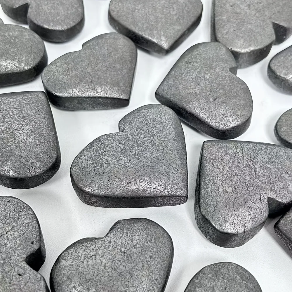 1pc Natural Shungite Heart Raw Rough Home Garden Office Decoration Ornaments Unique Hand Polished Stone Holiday Party Gift