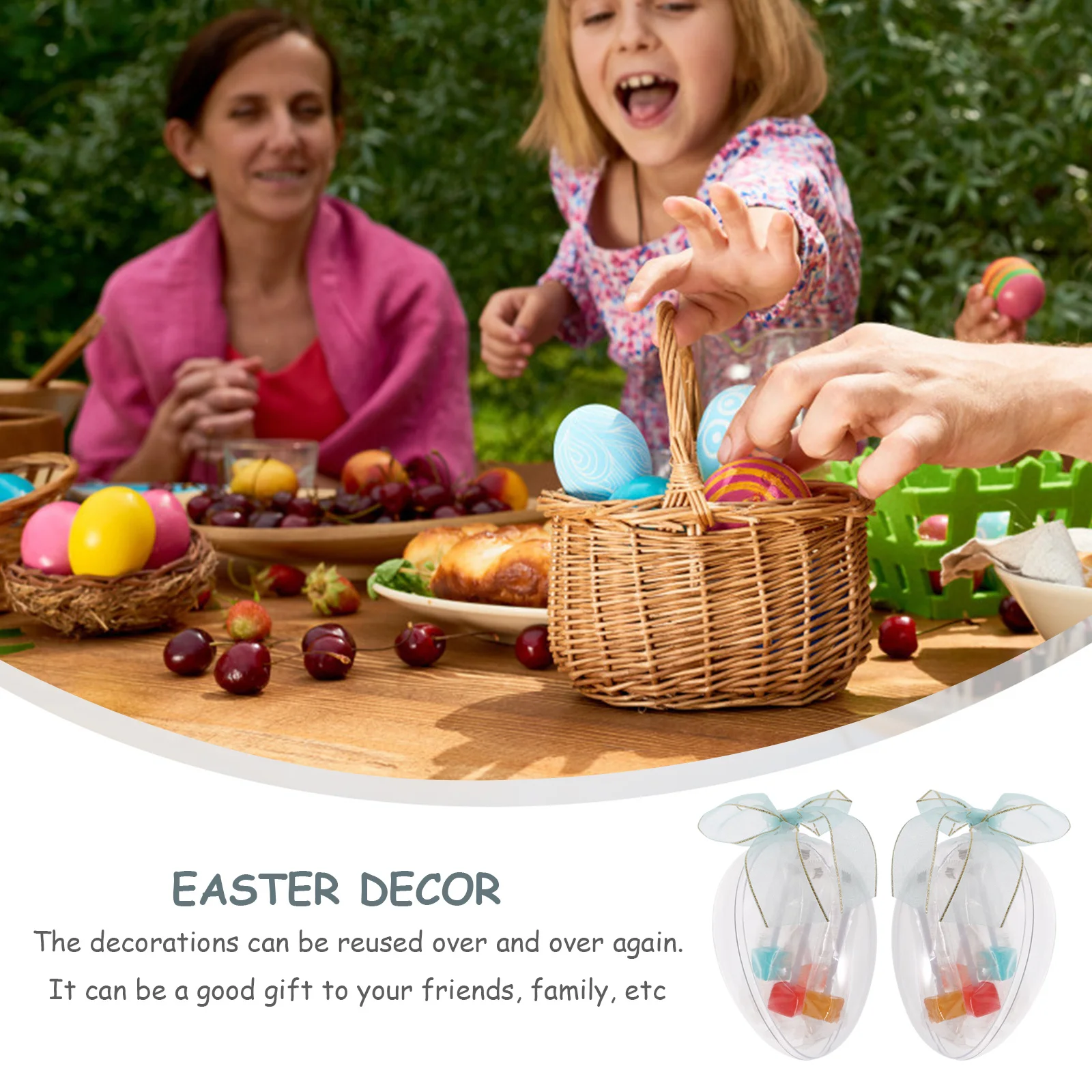 

6Pcs Clear Easter Egg Candy Box Fillable Plastic for Easter Party Favors and Table Decoration Egg Shape Box Party Favor