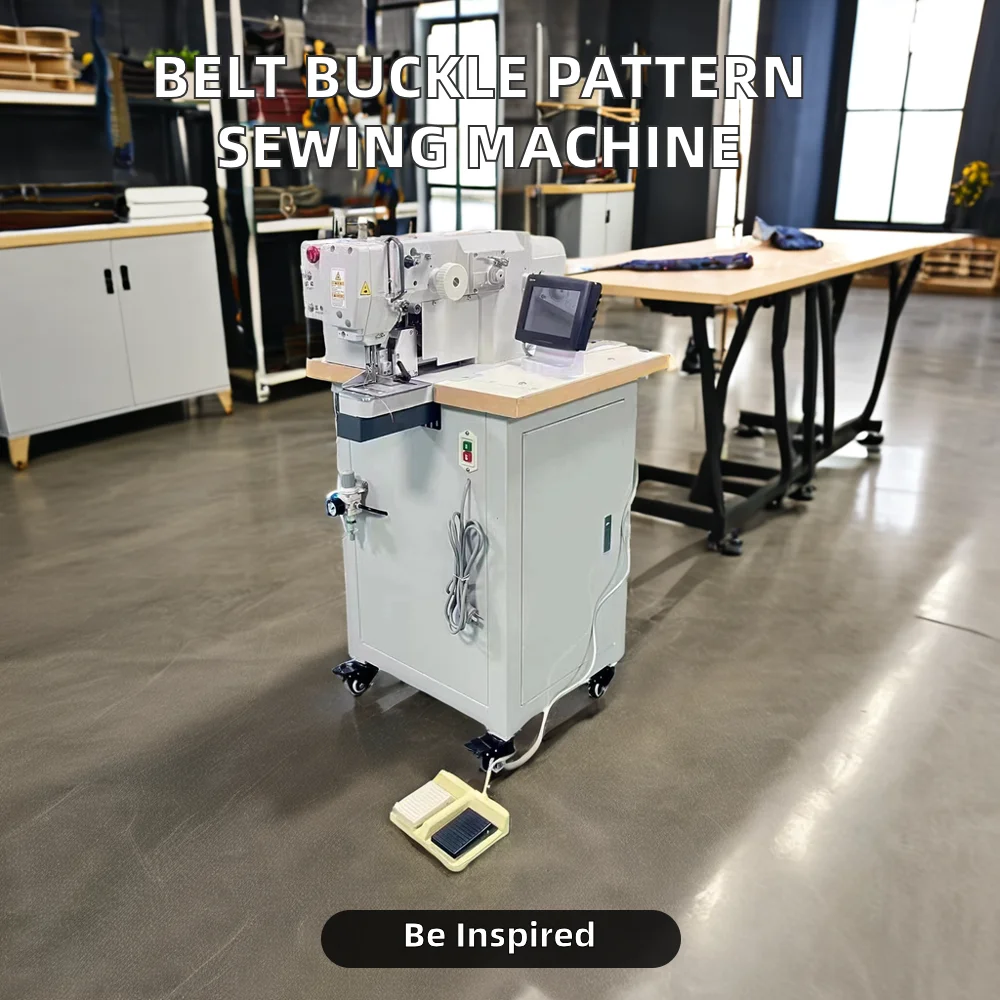 

New Design Automatic Computer Belt Buckle Pattern Stitching Sewing Programmable Electric Sewing Machine Multiple Feed Mechanism