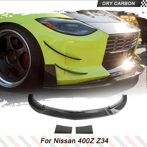 건식 탄소 섬유 자동차 앞 범퍼 립 레이싱 스포일러 닛산 400Z RZ34 2023 자동차 앞 턱 스포일러 가드 보호기 스플리터