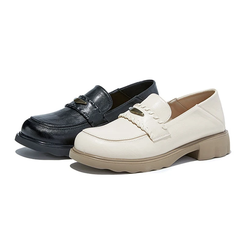 AIYUQI Damskie Eleganckie Buty Skórzane 2026 Nowe Mokasyny Damskie z Kwadratowym Noskiem Wsuwane Damskie Baleriny