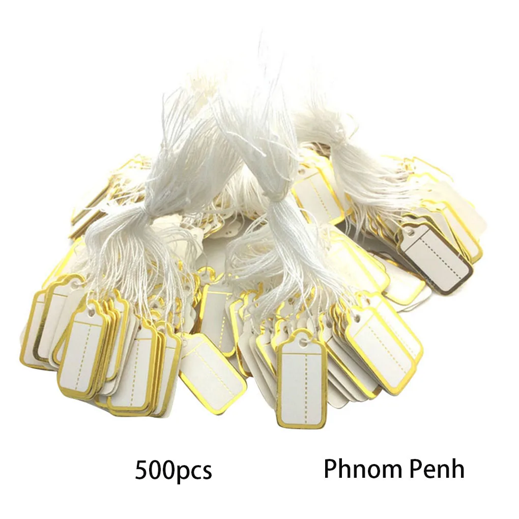 500pcs Jewelry String Cord Price Tags Custom Printing Blank Label Gold Display Accessories Jewellery Store