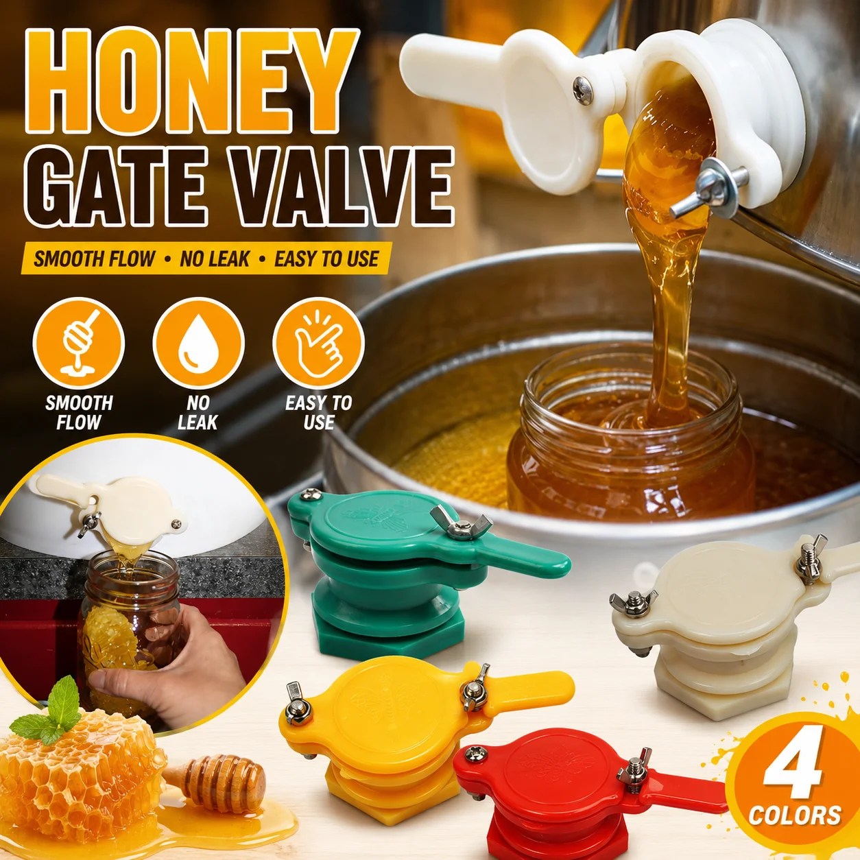 Bee Honey Gate Valve Extractor Tap Plastic Honey Flow Valve Beekeeping Bottling Faucet Hive Separation Equipment Tools Accessori