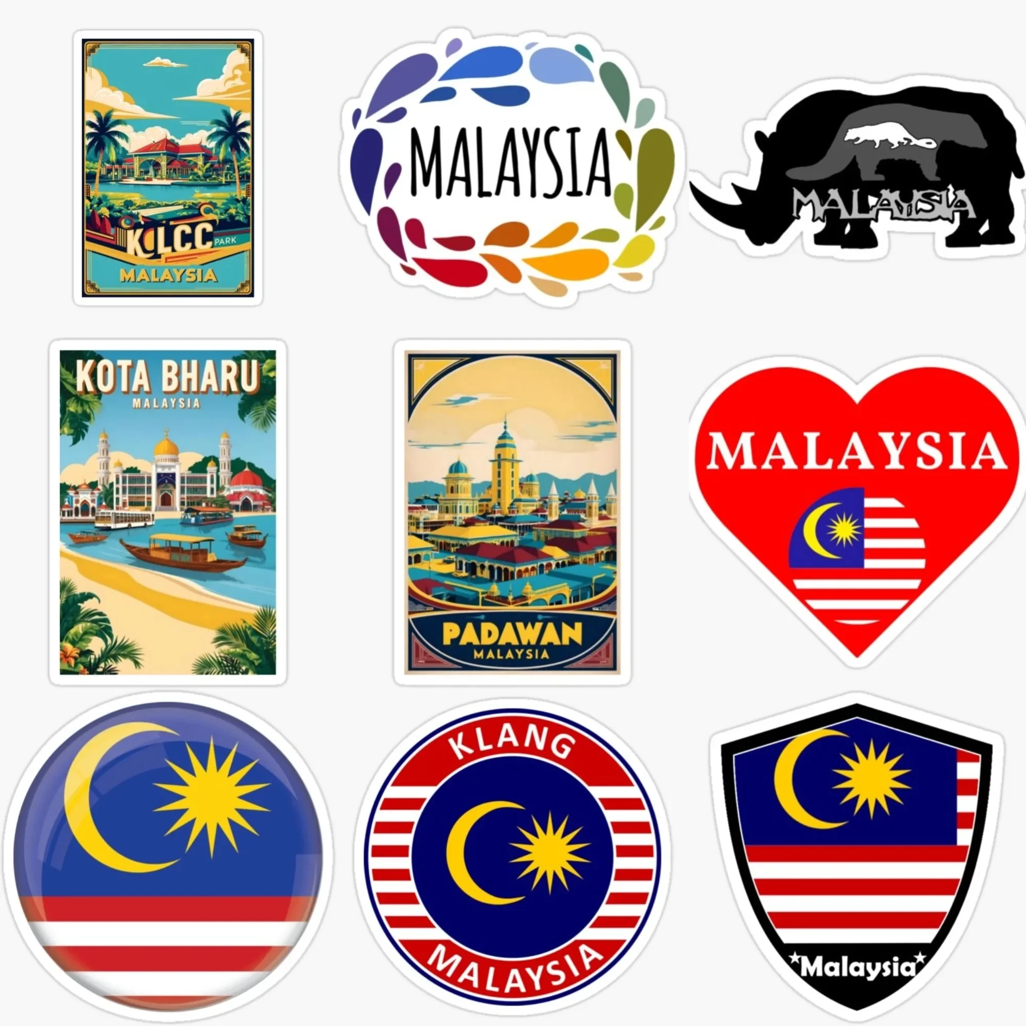 Malaysia Flag Emblem Scenery Creative PVC Sticker for Decorate Car Bicycle Truck Helmet Window Wall Table Decal Accessorie