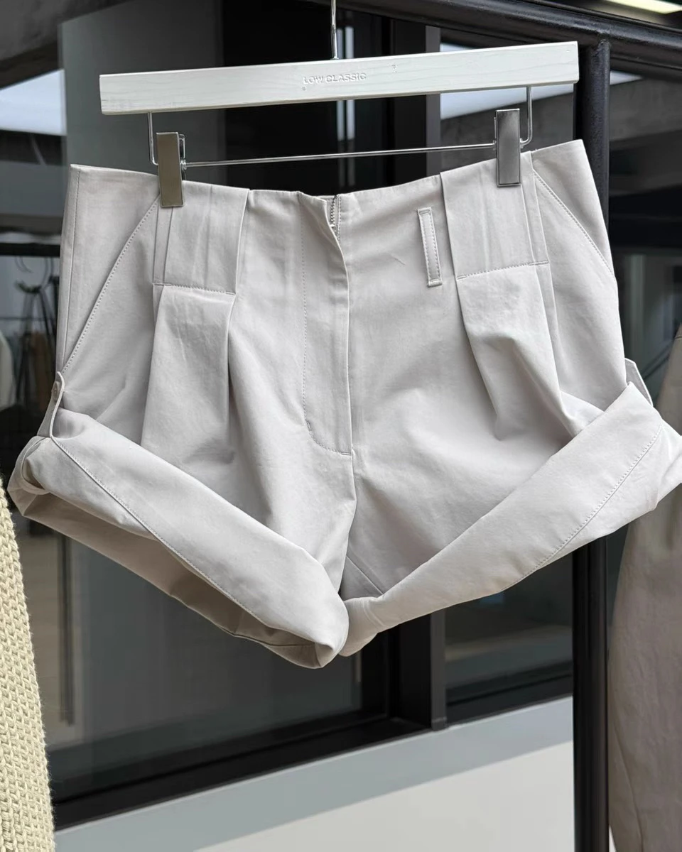 

High Waist Loose Fit Casual Khaki Belted orts Sli Spring Summer LC Wide Leg Pants Women's Premium Faionable Trousers