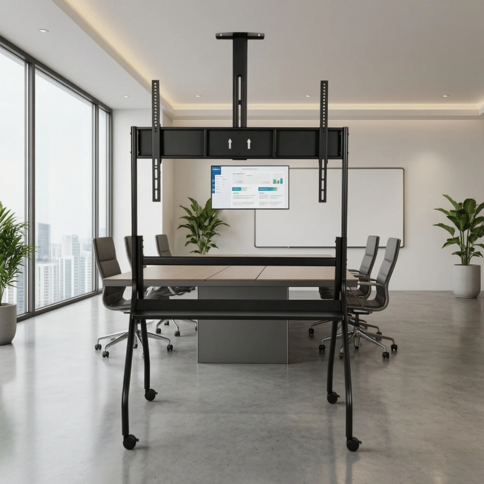 Mobile TV Cart Portable Mobile TV Stand Sturdy Stylish for Presenters, Conference Rooms, Classrooms