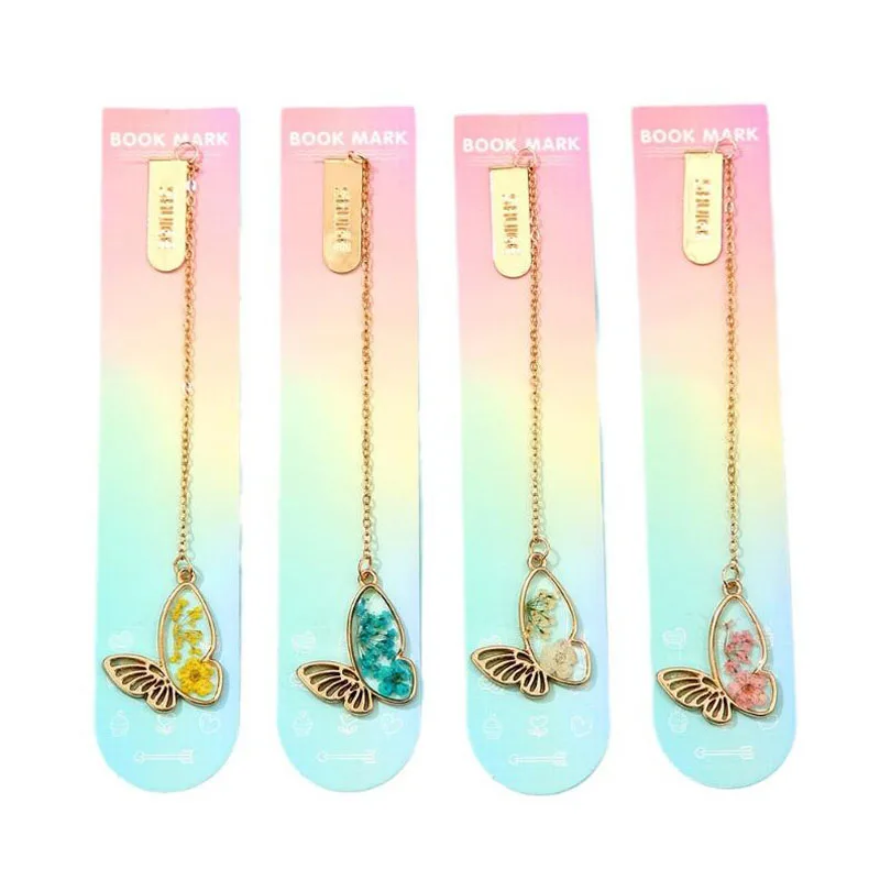 1 pz Kawaii farfalla goffratura segnalibro carino acrilico Semi trasparente libro Mark pagina cartella forniture scolastiche per ufficio cancelleria