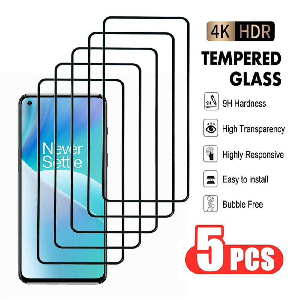 5Pcs Clear Tempered Glass For OnePlus Nord CE 2 3 Lite 5G Screen Protecctor OnePlus Nord 2T 3 Full cover Transparent glass Film