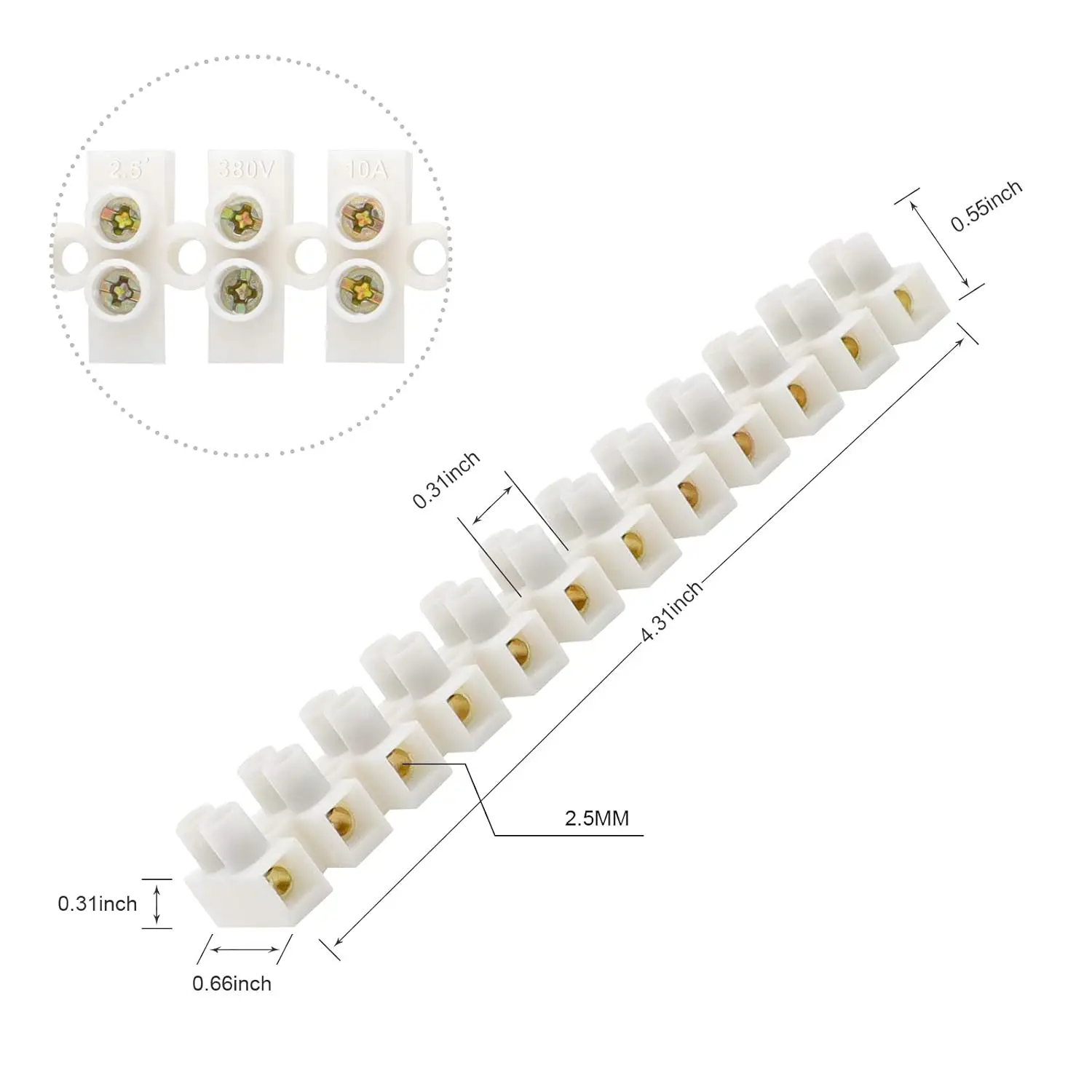 10pcs Terminal Block Set 12-Position Dual Row Terminal Strip Screw Terminal Electric Barrier Block for Small Home Projects