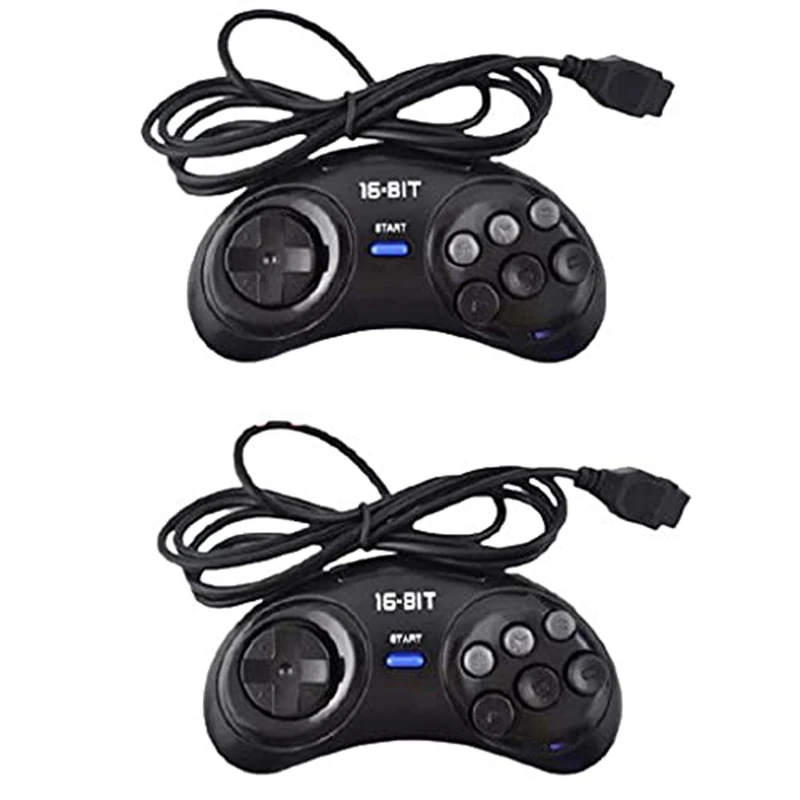 4 Pcs Game Controller For SEGA Genesis For 16 Bit Handle Controller 6 Button Gamepad For SEGA MD Game Accessories Black