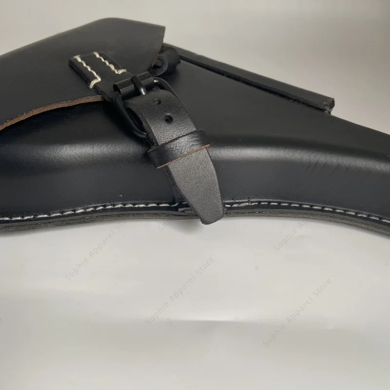 WWII German P08 Luger Holster Black Leather Pistol Case Reproduction for Collectors and Reenactment