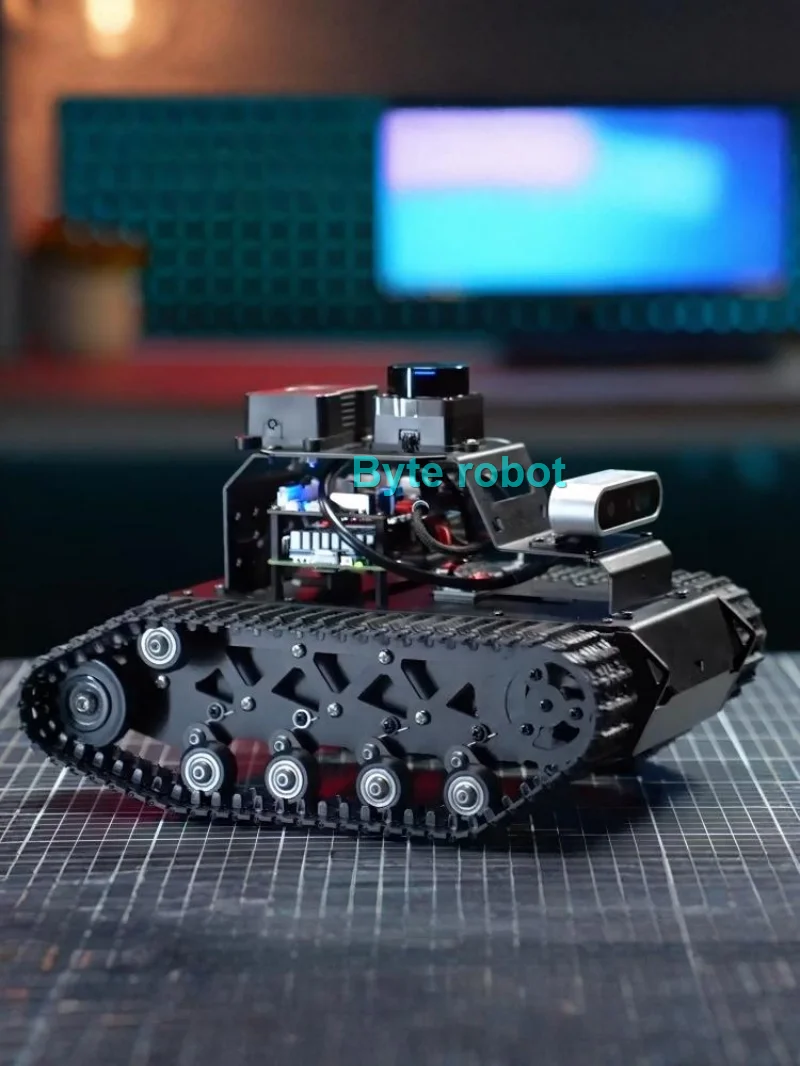 Telaio per serbatoio video RC con telecamera di profondità Robot di codifica AI LiDAR ROS2 per Raspberry Pi 5 per modello AI di grandi dimensioni SLAM Guida autonoma